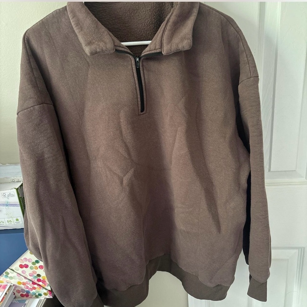 Men's Brown Quarter-Zip Sweater